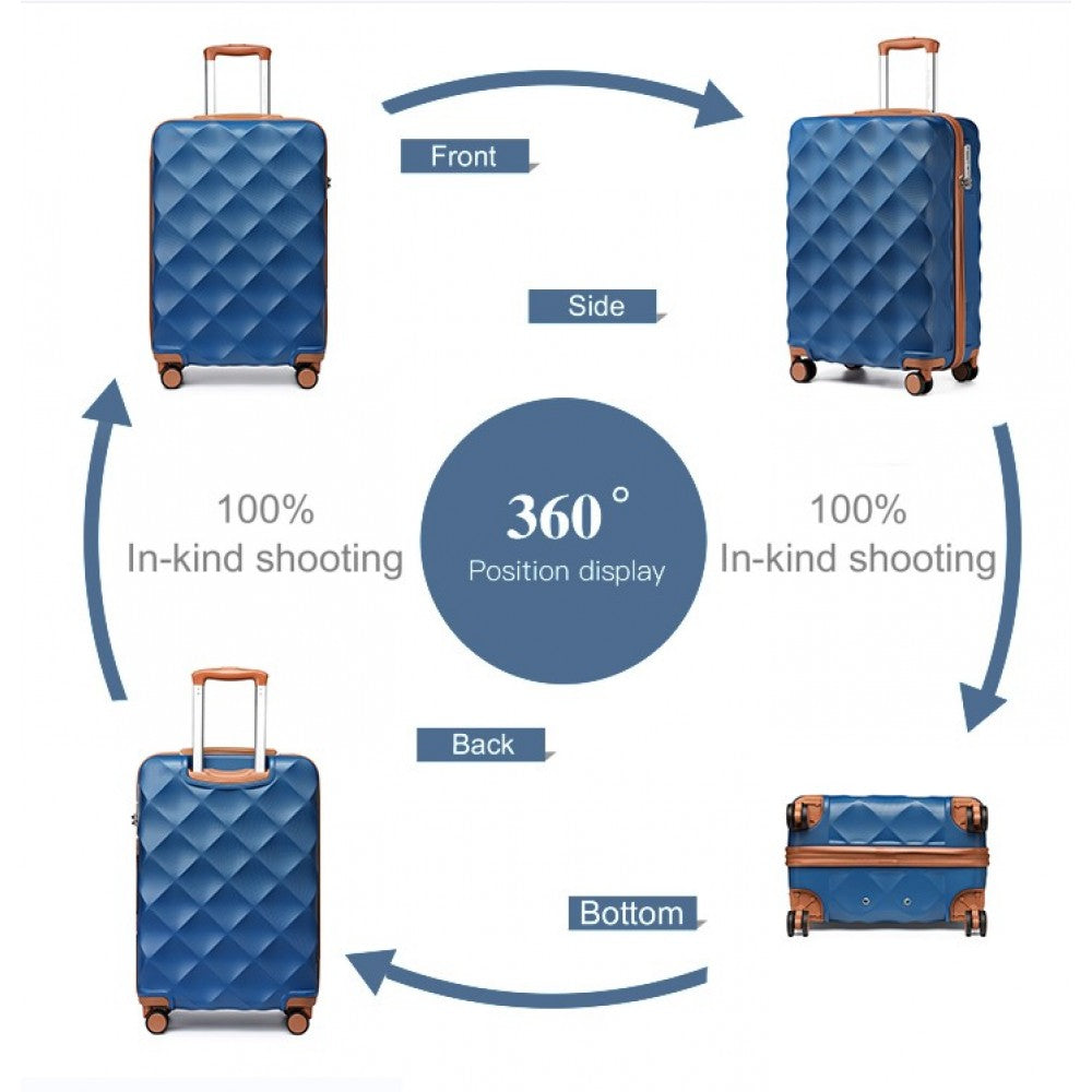 Ultralight ABS and Polycarbonate Bumpy Diamond Suitcase with TSA Lock – 20-Inch – Navy and Brown
