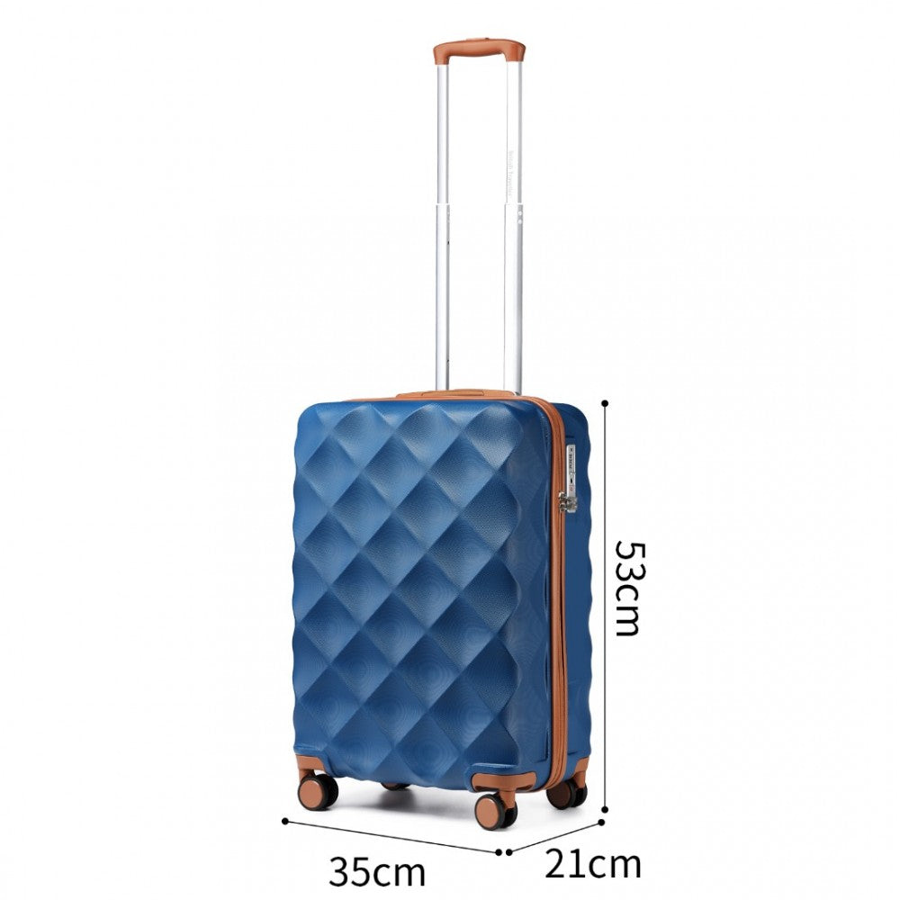 3-Piece Ultralight ABS and Polycarbonate Bumpy Diamond Luggage Set with TSA Lock – Navy and Brown