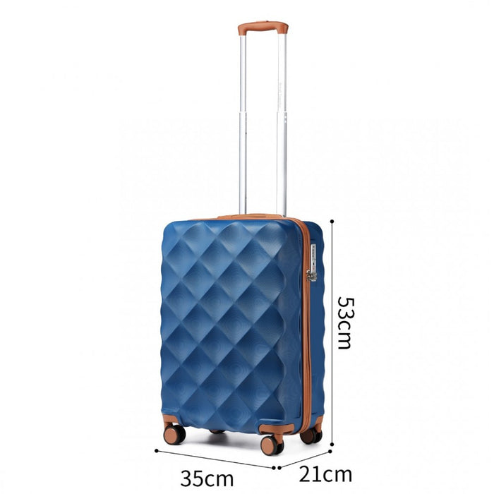 3-Piece Ultralight ABS and Polycarbonate Bumpy Diamond Luggage Set with TSA Lock – Navy and Brown