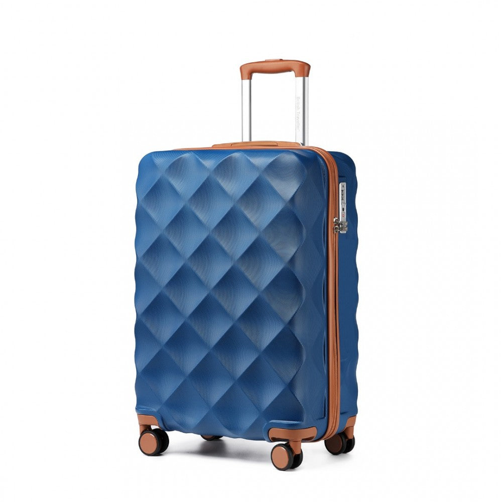 Ultralight ABS and Polycarbonate Bumpy Diamond Suitcase with TSA Lock – 20-Inch – Navy and Brown