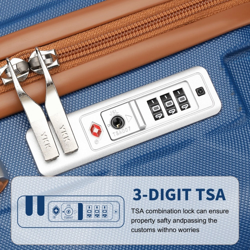 Ultralight ABS and Polycarbonate Bumpy Diamond Suitcase with TSA Lock – 20-Inch – Navy and Brown