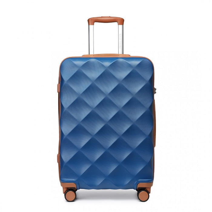 Ultralight ABS and Polycarbonate Bumpy Diamond Suitcase with TSA Lock – 28-Inch – Navy and Brown