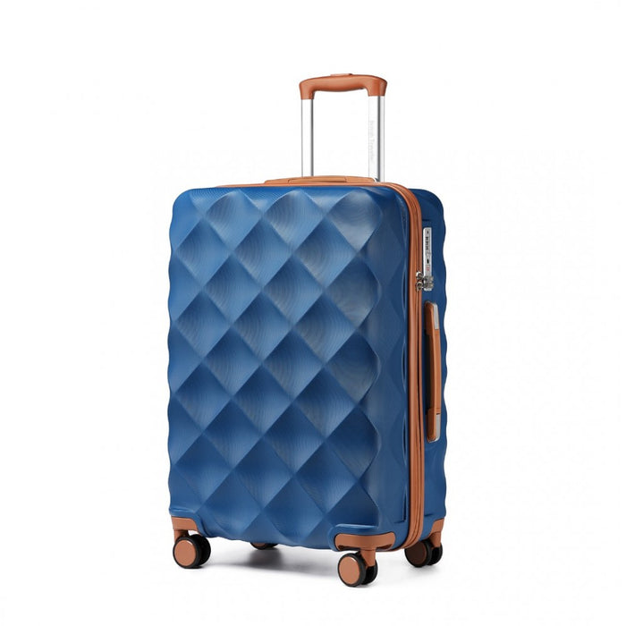 Ultralight ABS and Polycarbonate Bumpy Diamond Suitcase with TSA Lock – 28-Inch – Navy and Brown