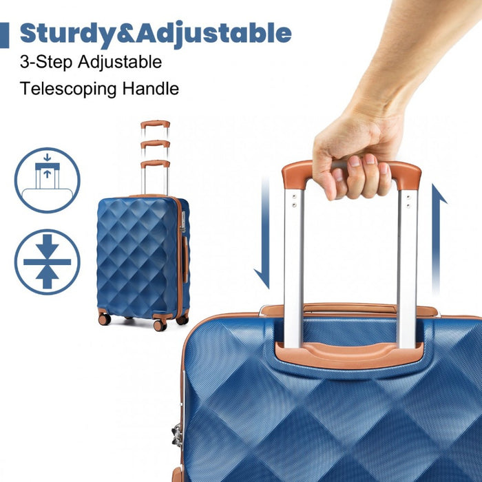 Ultralight ABS and Polycarbonate Bumpy Diamond Suitcase with TSA Lock – 28-Inch – Navy and Brown