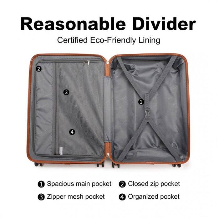 Ultralight ABS and Polycarbonate Bumpy Diamond Suitcase with TSA Lock – 24-Inch – Navy and Brown