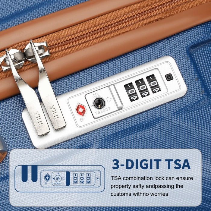 Ultralight ABS and Polycarbonate Bumpy Diamond Suitcase with TSA Lock – 28-Inch – Navy and Brown