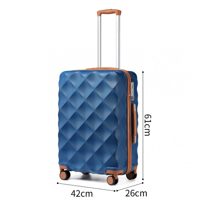 Ultralight ABS and Polycarbonate Bumpy Diamond Suitcase with TSA Lock – 24-Inch – Navy and Brown