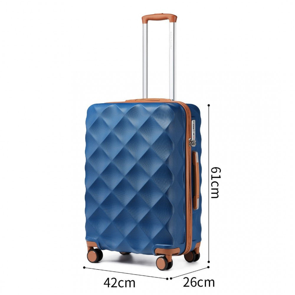 3-Piece Ultralight ABS and Polycarbonate Bumpy Diamond Luggage Set with TSA Lock – Navy and Brown