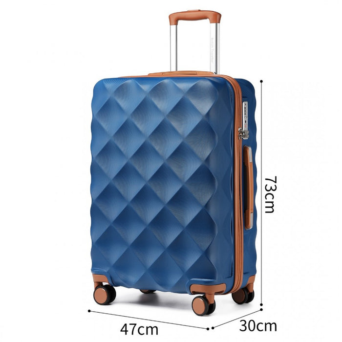 3-Piece Ultralight ABS and Polycarbonate Bumpy Diamond Luggage Set with TSA Lock – Navy and Brown