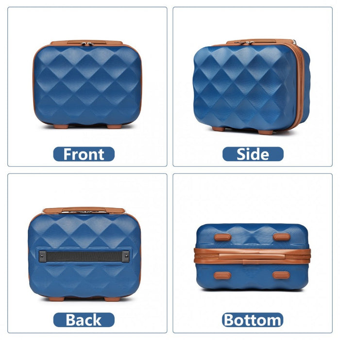 4-Piece Ultralight ABS and Polycarbonate Bumpy Diamond Luggage Set with TSA Lock – Navy and Brown