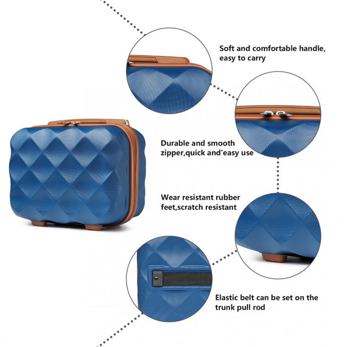 4-Piece Ultralight ABS and Polycarbonate Bumpy Diamond Luggage Set with TSA Lock – Navy and Brown