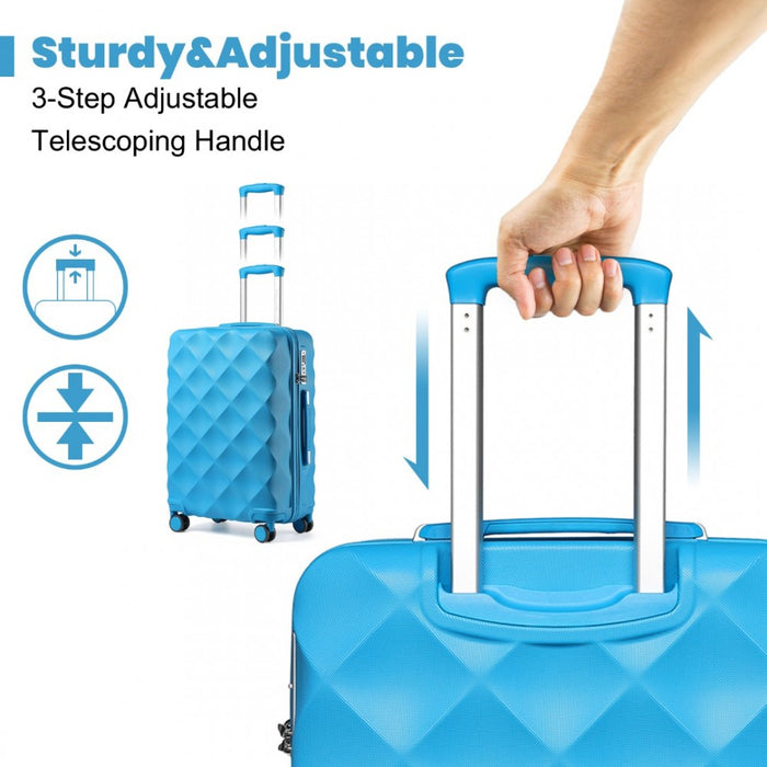 Ultralight ABS and Polycarbonate Bumpy Diamond Suitcase with TSA Lock – 24-Inch – Blue