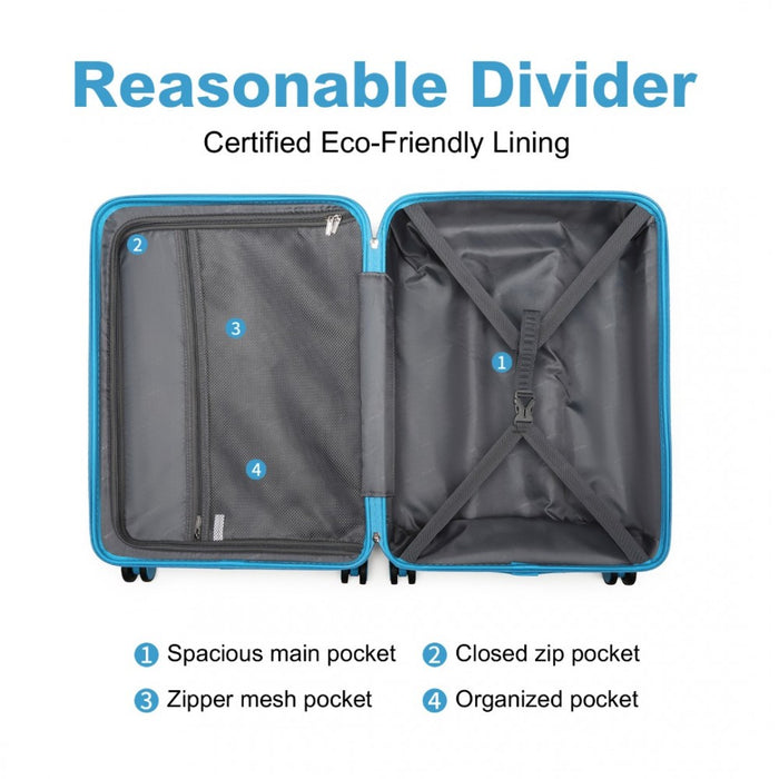 Ultralight ABS and Polycarbonate Bumpy Diamond Suitcase with TSA Lock – 24-Inch – Blue
