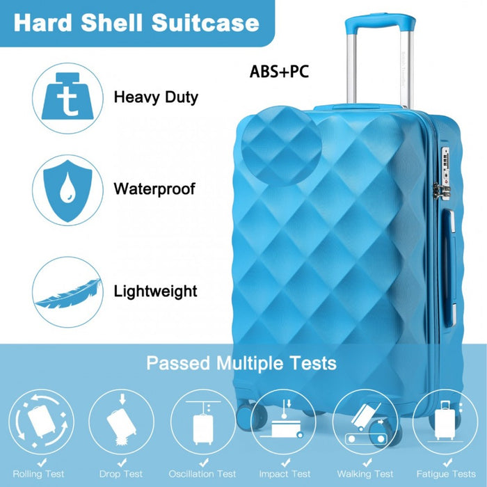 Ultralight ABS and Polycarbonate Bumpy Diamond Suitcase with TSA Lock – 24-Inch – Blue