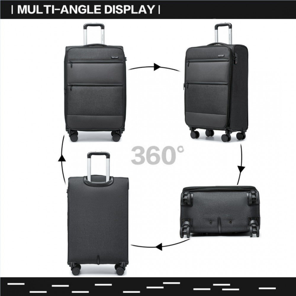 Lightweight Cabin Carry-On Suitcase with Soft Shell and Laptop Compartment – 20-Inch – Black