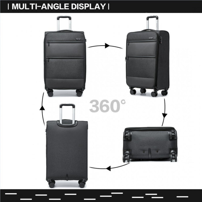 Lightweight Cabin Carry-On Suitcase with Soft Shell and Laptop Compartment – 20-Inch – Black