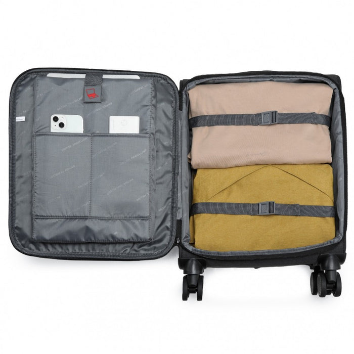 Lightweight Cabin Carry-On Suitcase with Soft Shell and Laptop Compartment – 20-Inch – Black