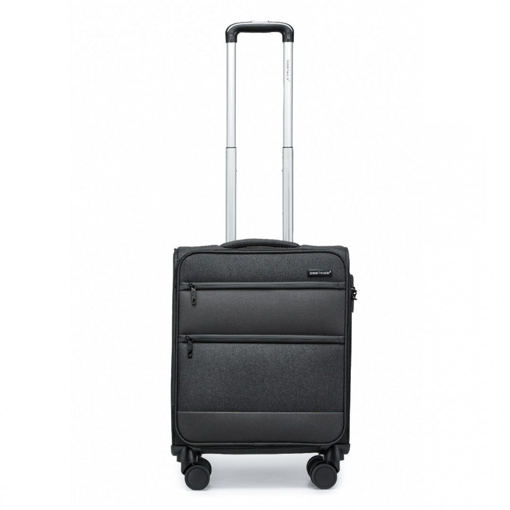 Lightweight Cabin Carry-On Suitcase with Soft Shell and Laptop Compartment – 20-Inch – Black