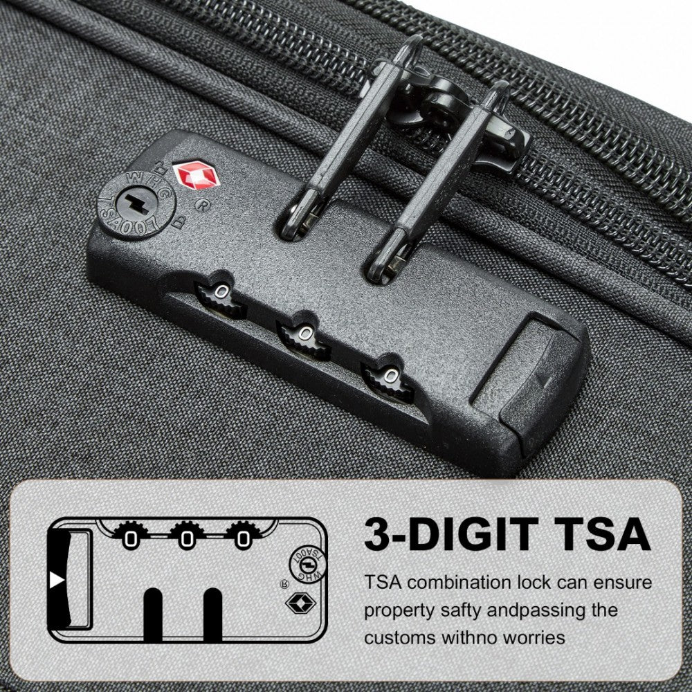 Lightweight Cabin Carry-On Suitcase with Soft Shell and Laptop Compartment – 20-Inch – Black