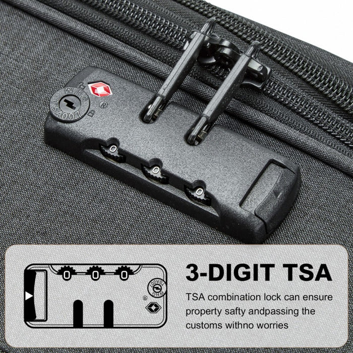 Lightweight Cabin Carry-On Suitcase with Soft Shell and Laptop Compartment – 20-Inch – Black