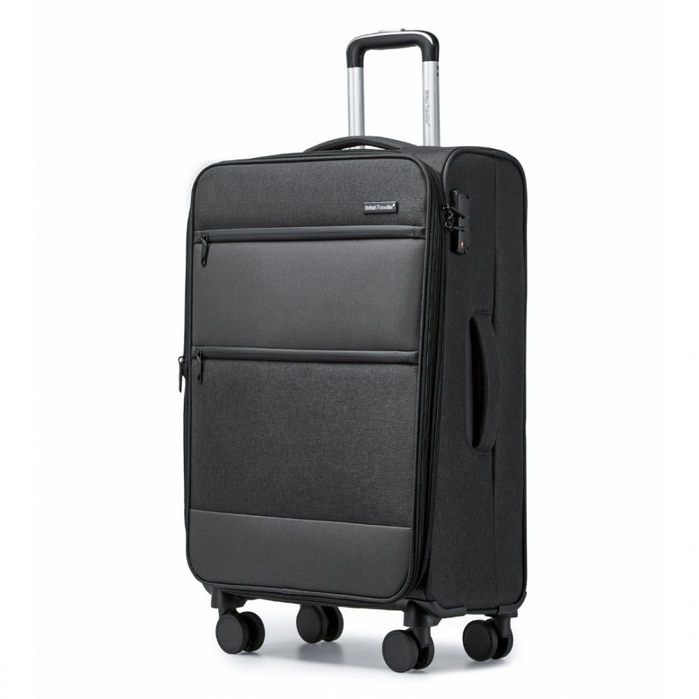 Lightweight Soft Shell Expandable Suitcase with TSA Lock – 24-Inch – Black