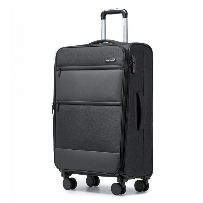Lightweight Soft Shell Expandable Suitcase with TSA Lock – 24-Inch – Black