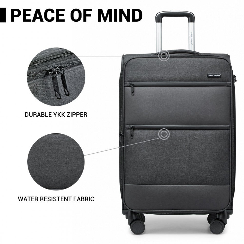 Lightweight Soft Shell Expandable Suitcase with TSA Lock – 24-Inch – Black
