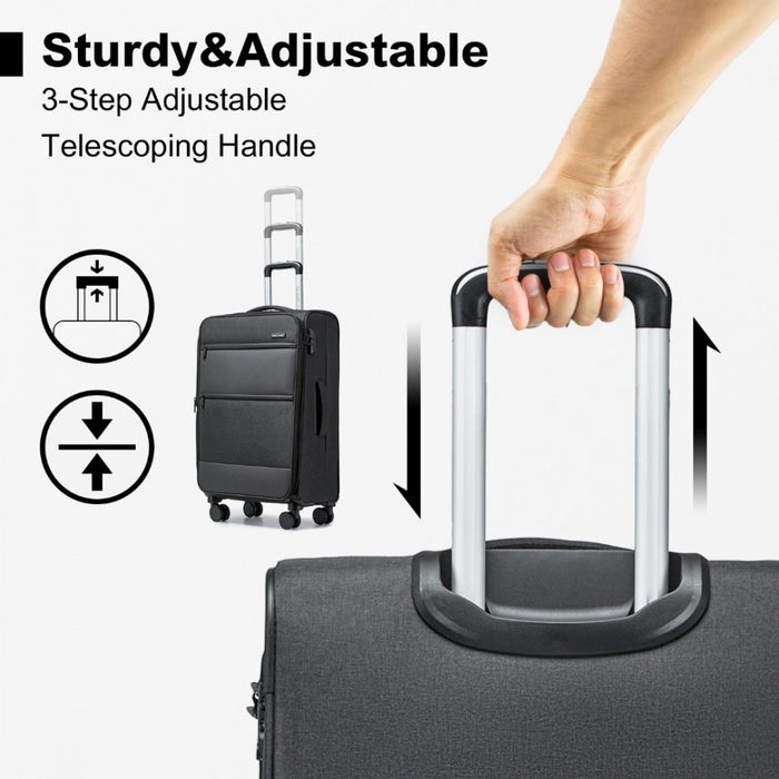 Lightweight Soft Shell Expandable Suitcase with TSA Lock – 24-Inch – Black