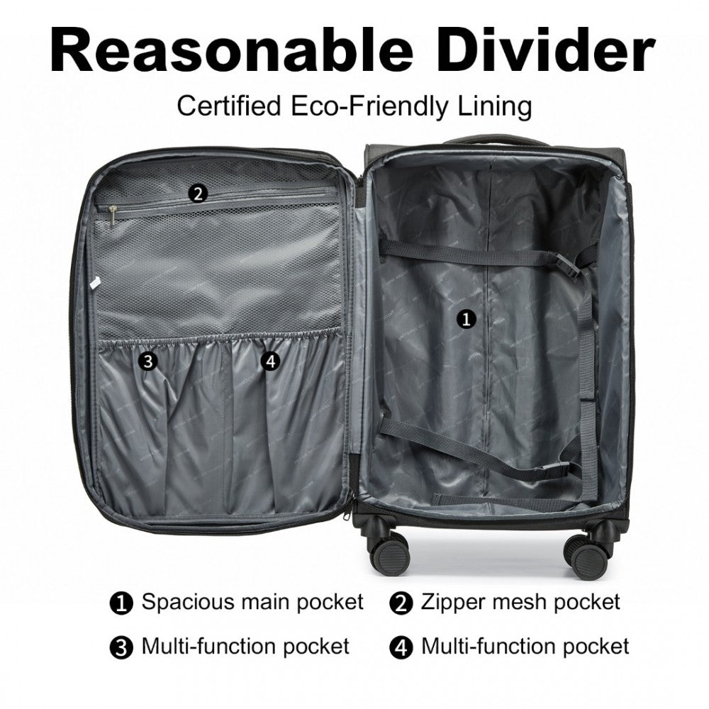 Lightweight Soft Shell Expandable Suitcase with TSA Lock – 24-Inch – Black