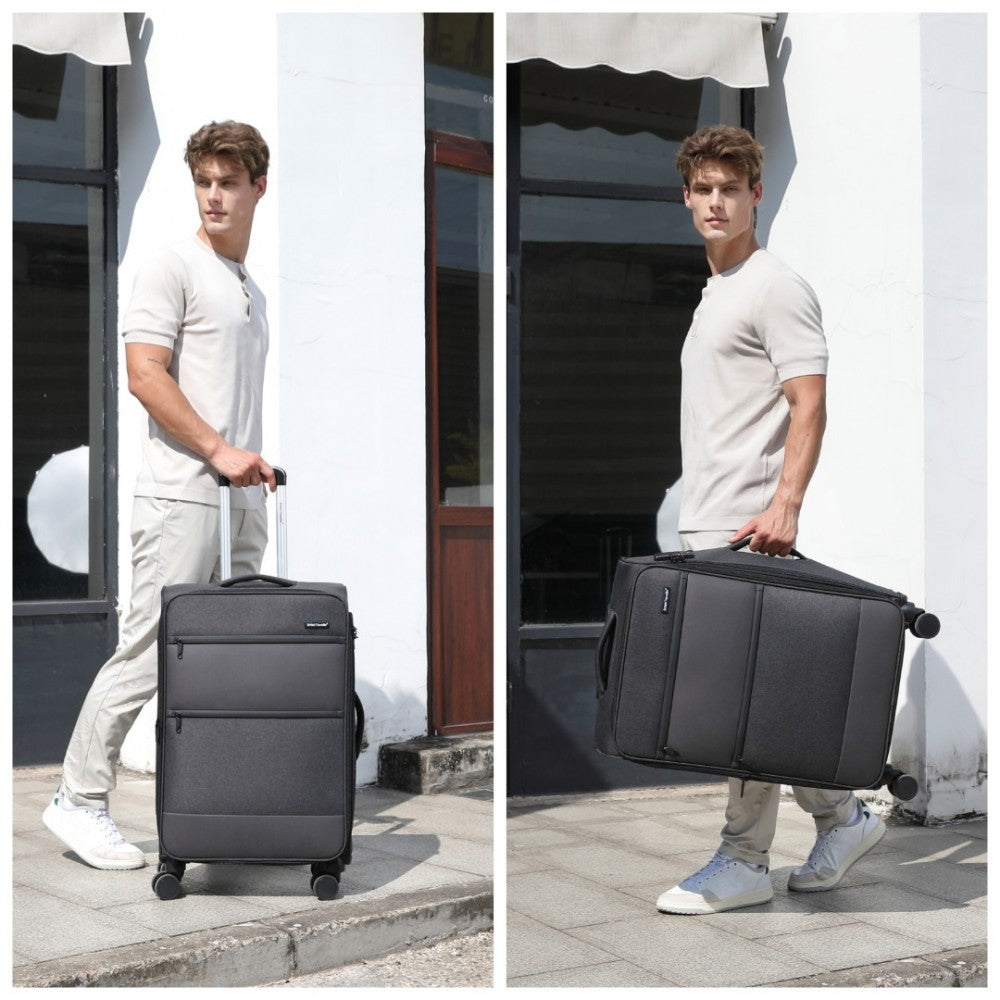 Lightweight Soft Shell Expandable Suitcase with TSA Lock – 24-Inch – Black