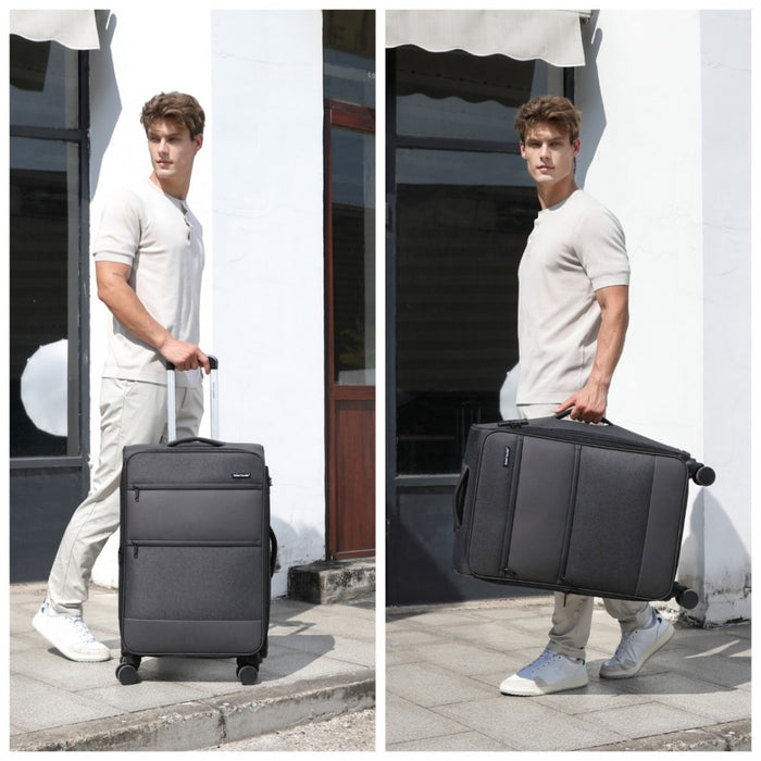 Lightweight Soft Shell Expandable Suitcase with TSA Lock – 24-Inch – Black