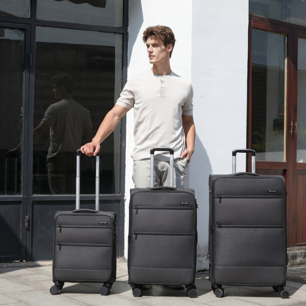 Lightweight Cabin Carry-On Suitcase with Soft Shell and Laptop Compartment – 20-Inch – Black