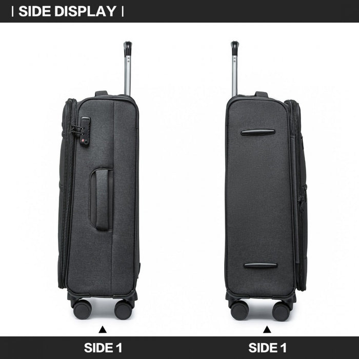 Lightweight Soft Shell Expandable Suitcase with TSA Lock – 24-Inch – Black