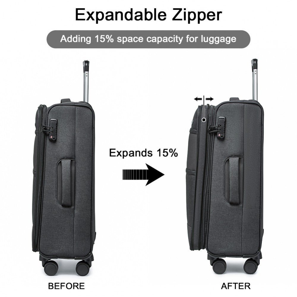 Lightweight Soft Shell Expandable Suitcase with TSA Lock – 24-Inch – Black