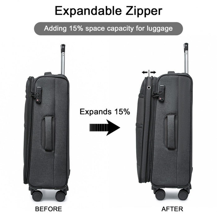 Lightweight Soft Shell Expandable Suitcase with TSA Lock – 24-Inch – Black