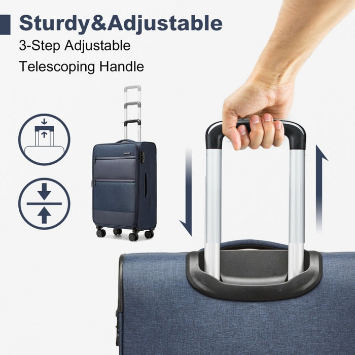 Lightweight Soft Shell Expandable Suitcase with TSA Lock – 24-Inch – Navy