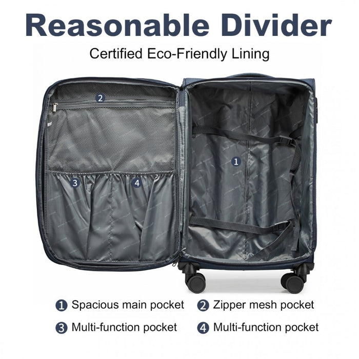 Lightweight Soft Shell Expandable Suitcase with TSA Lock – 24-Inch – Navy
