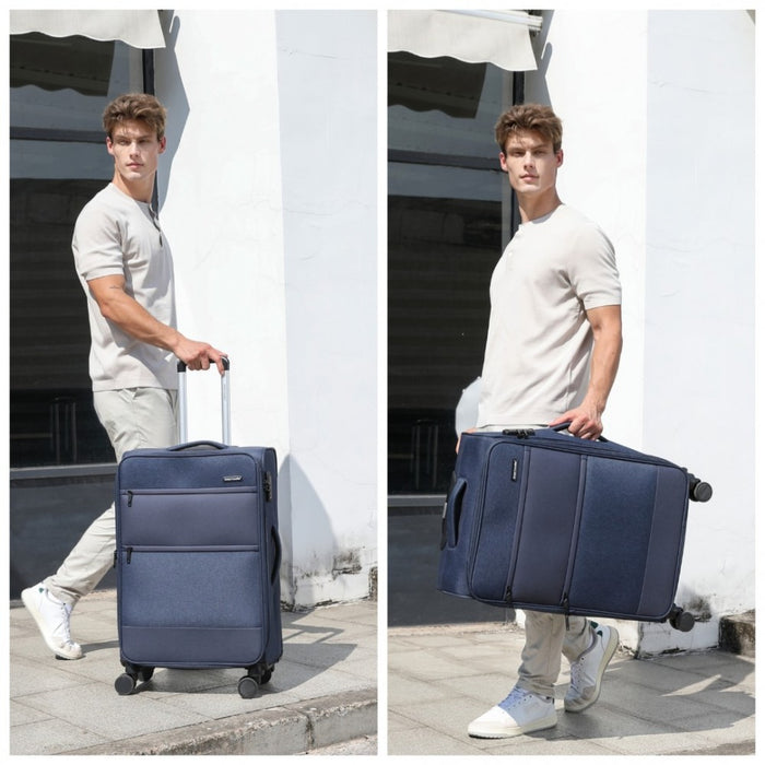 Lightweight Soft Shell Expandable Suitcase with TSA Lock – 24-Inch – Navy