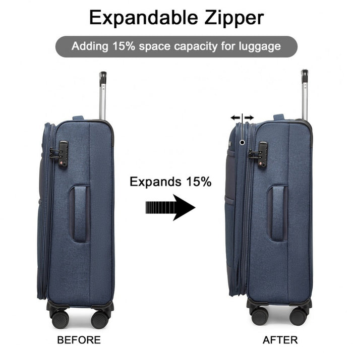 Lightweight Soft Shell Expandable Suitcase with TSA Lock – 24-Inch – Navy