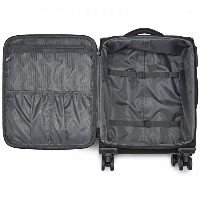 Soft Shell Suitcase with Front Laptop Compartment, TSA Lock – 20-Inch – Black
