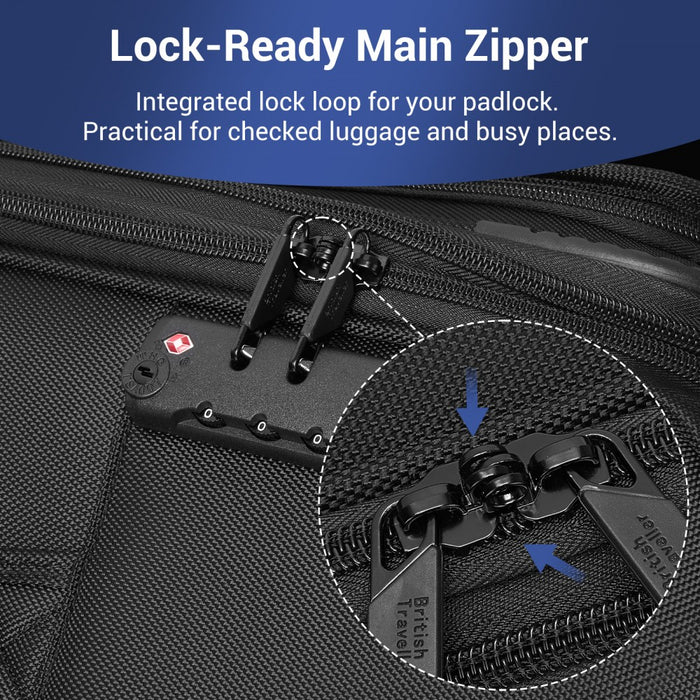3-Piece Soft Shell Luggage Set with Laptop Compartment – 20/24/28-Inch – Black