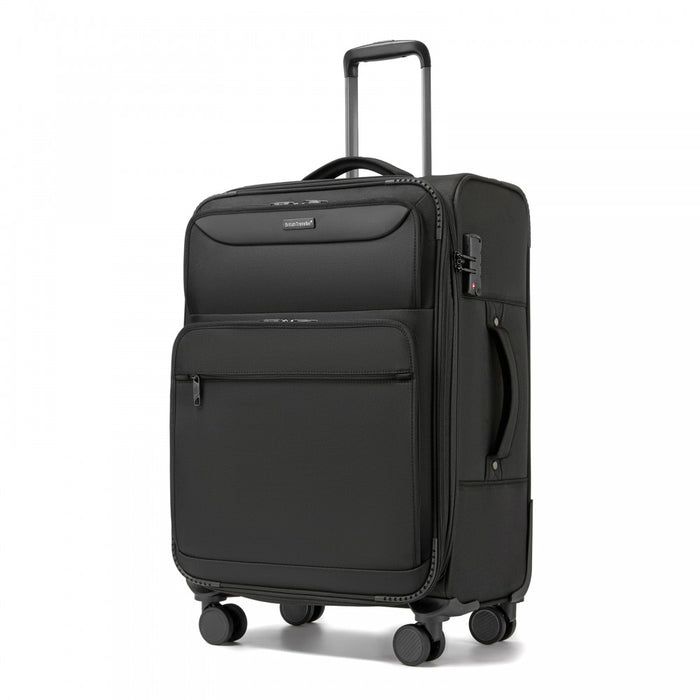 Expandable Soft Shell Suitcase with TSA Lock, Laptop Compartment – 24-Inch – Black