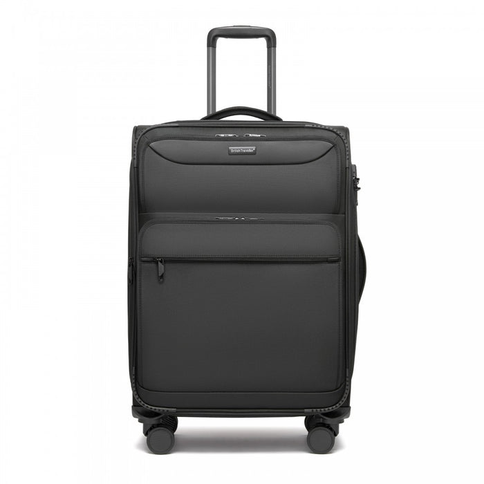 Expandable Soft Shell Suitcase with TSA Lock, Laptop Compartment – 24-Inch – Black