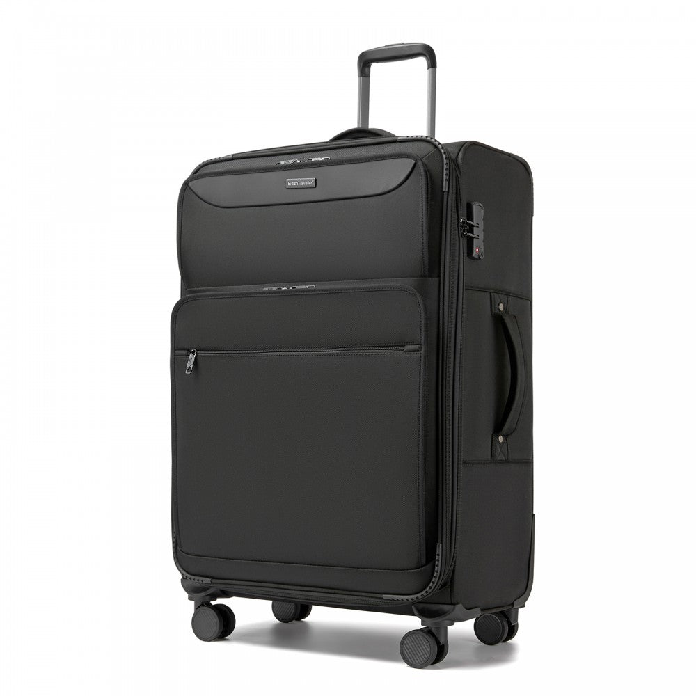 Large Expandable Soft Shell Suitcase with TSA Lock, Laptop Compartment – 28-Inch – Black