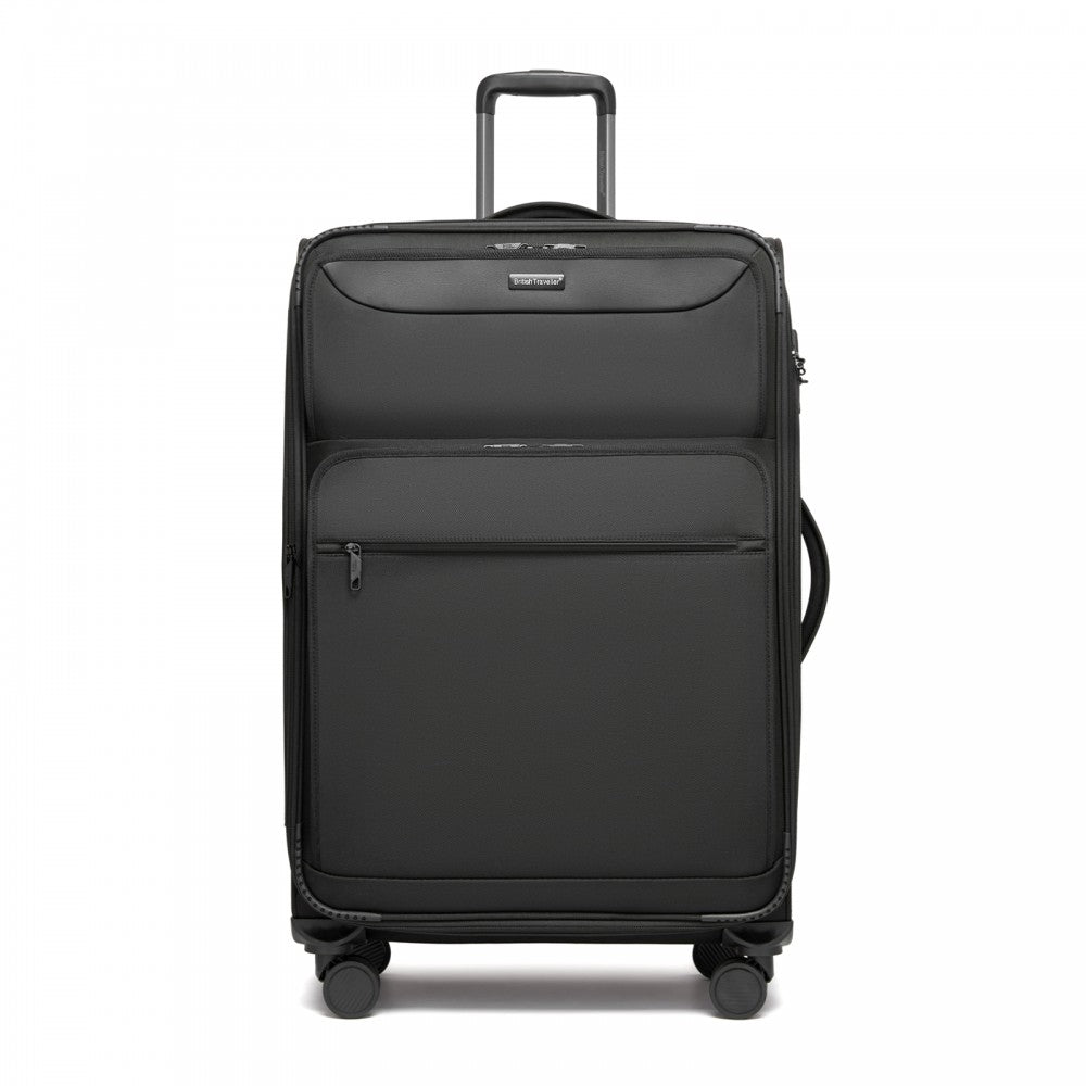 Large Expandable Soft Shell Suitcase with TSA Lock, Laptop Compartment – 28-Inch – Black