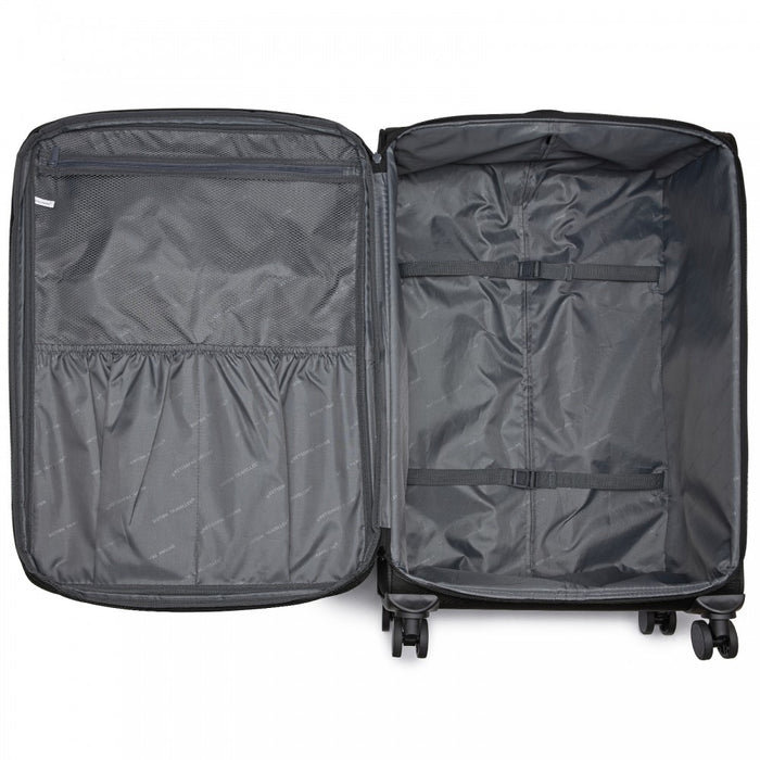 3-Piece Soft Shell Luggage Set with Laptop Compartment – 20/24/28-Inch – Black