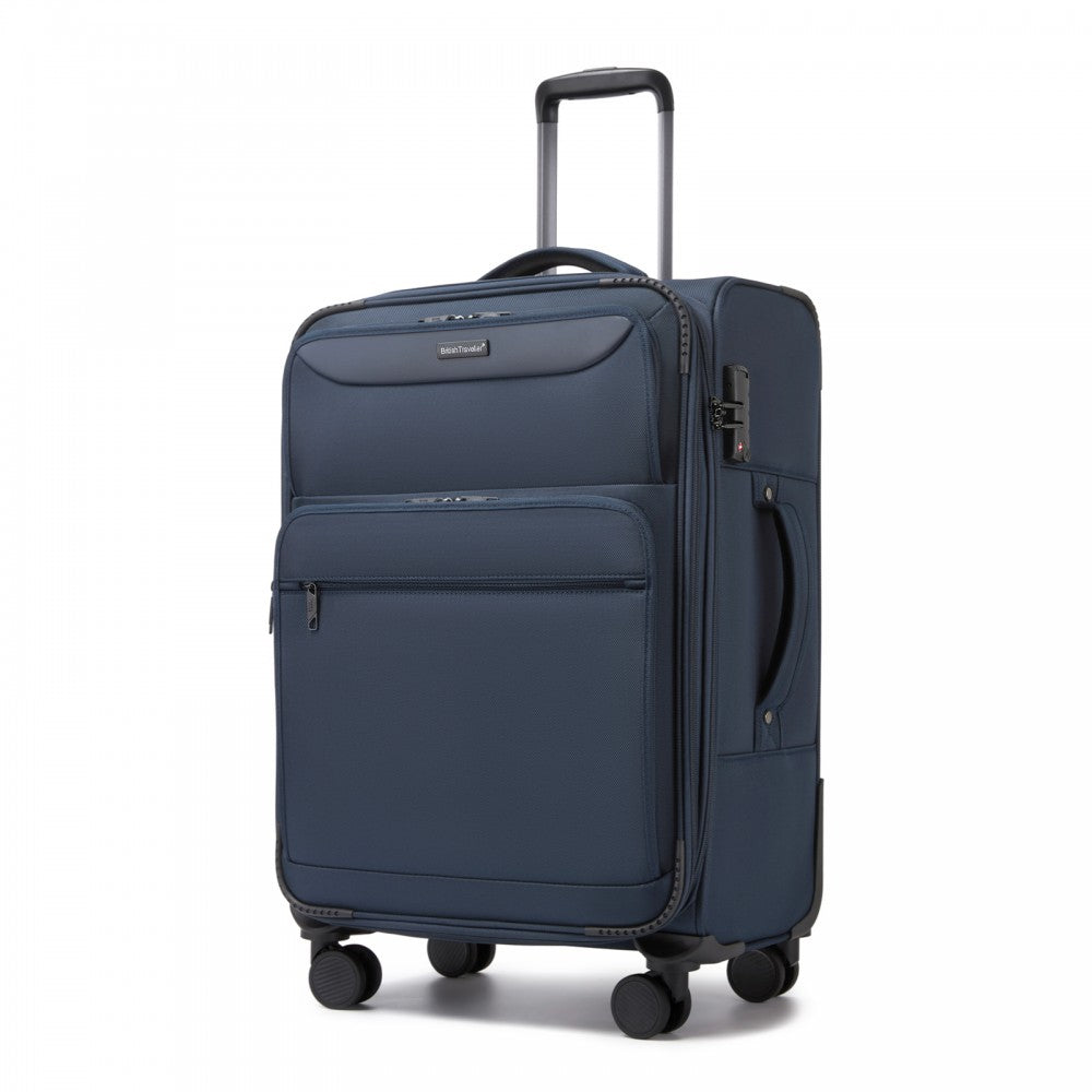 Expandable Soft Shell Suitcase with TSA Lock, Laptop Compartment – 24-Inch – Navy