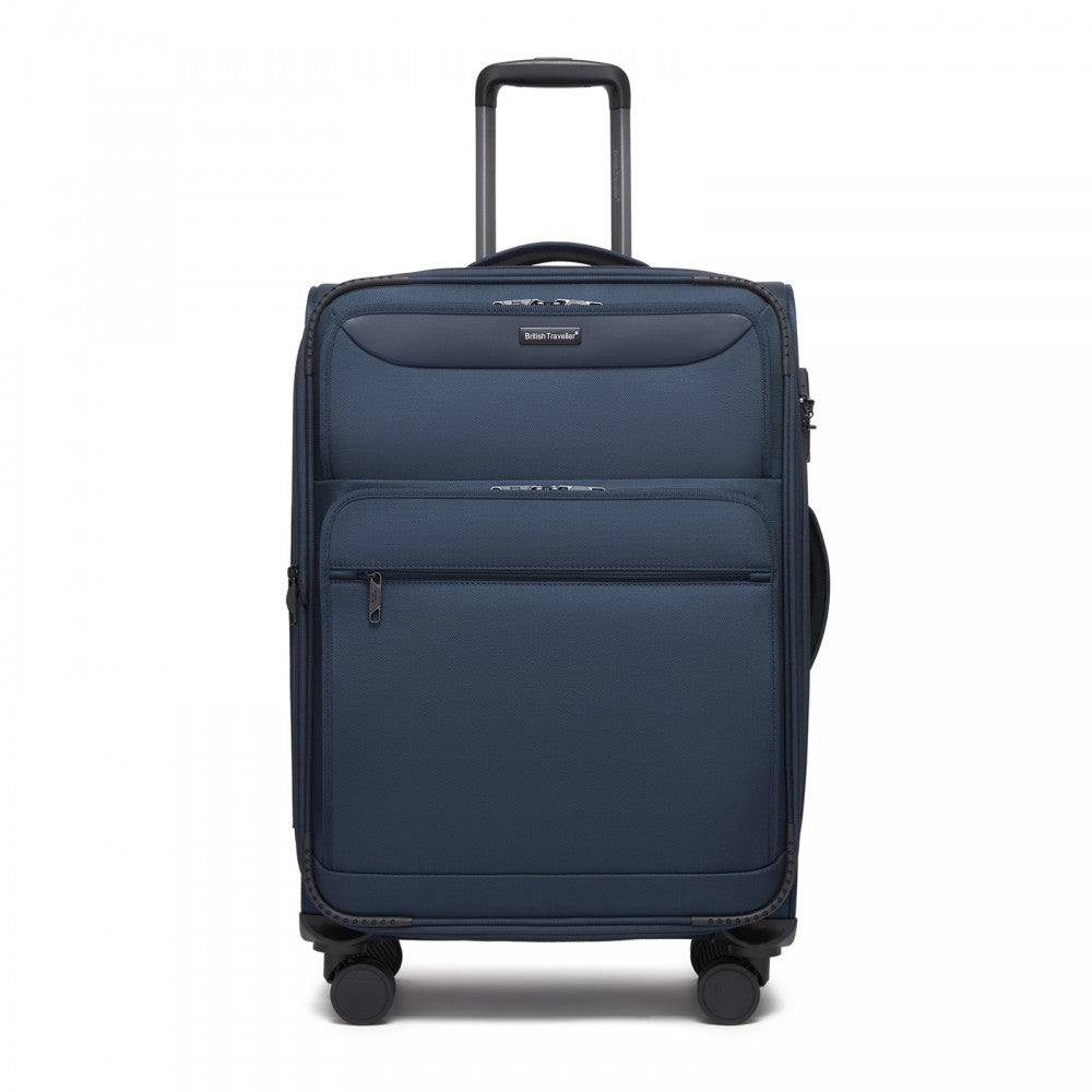 Expandable Soft Shell Suitcase with TSA Lock, Laptop Compartment – 24-Inch – Navy