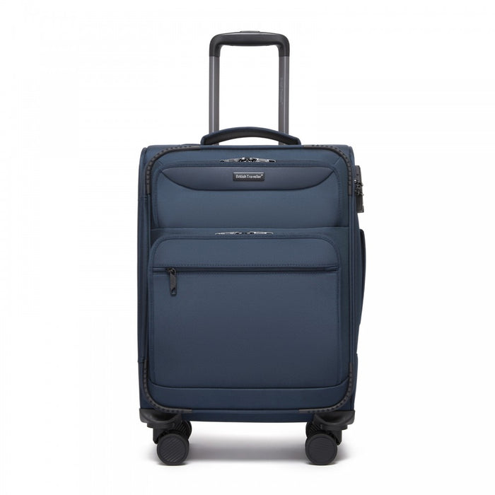 Soft Shell Suitcase with Front Laptop Compartment, TSA Lock – 20-Inch – Navy