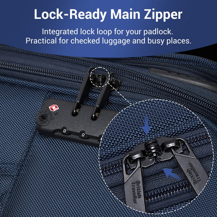 3-Piece Soft Shell Luggage Set with Laptop Compartment – 20/24/28-Inch – Navy